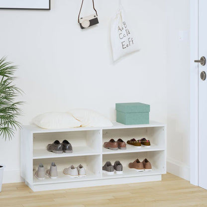 Berkfield Shoe Cabinet White 110x34x45 cm Solid Wood Pine