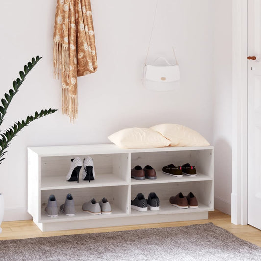 Berkfield Shoe Cabinet White 110x34x45 cm Solid Wood Pine