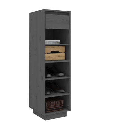 Berkfield Shoe Cabinet Grey 34x30x105 cm Solid Wood Pine
