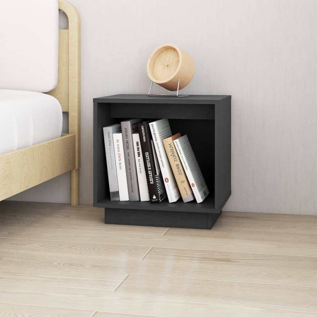 Berkfield Bedside Cabinet Grey 40x30x40 cm Solid Wood Pine