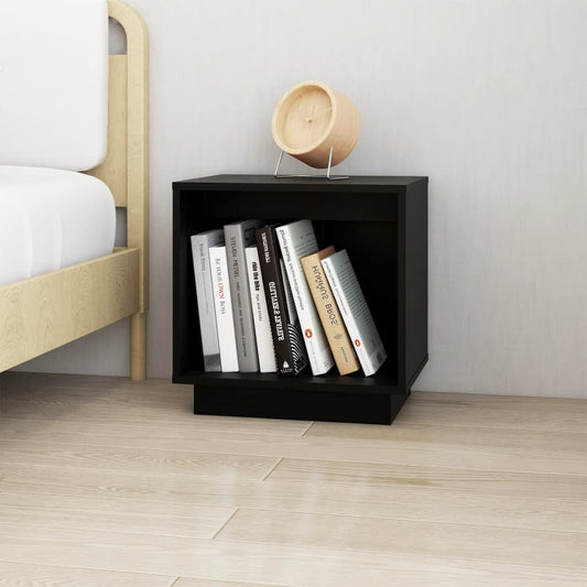 Berkfield Bedside Cabinet Black 40x30x40 cm Solid Wood Pine