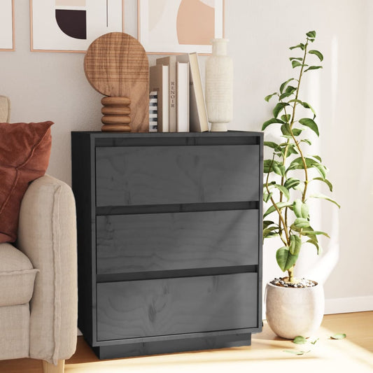Berkfield Sideboard Grey 60x34x75 cm Solid Wood Pine