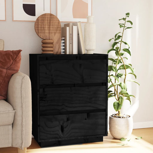 Berkfield Sideboard Black 60x34x75 cm Solid Wood Pine