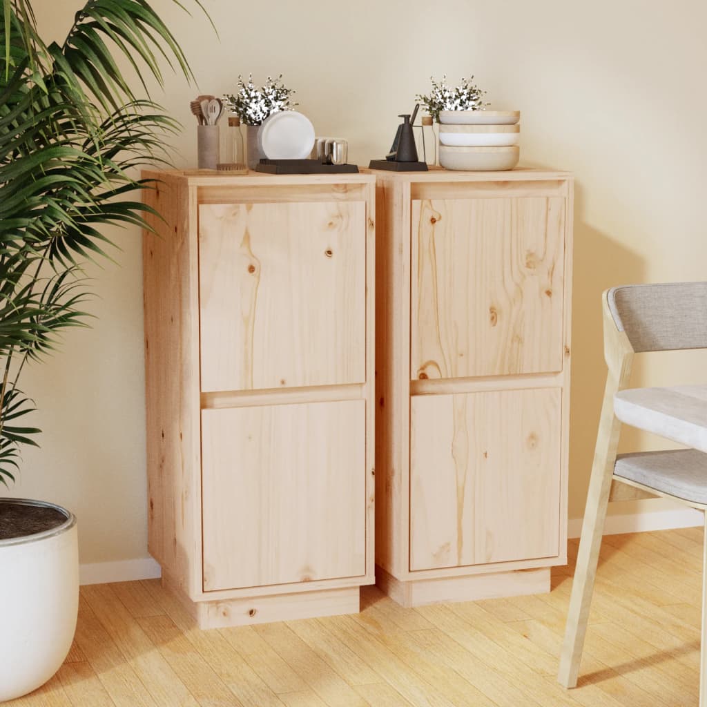 Berkfield Sideboards 2 pcs 31.5x34x75 cm Solid Wood Pine