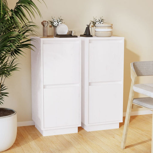 Berkfield Sideboards 2 pcs White 31.5x34x75 cm Solid Wood Pine