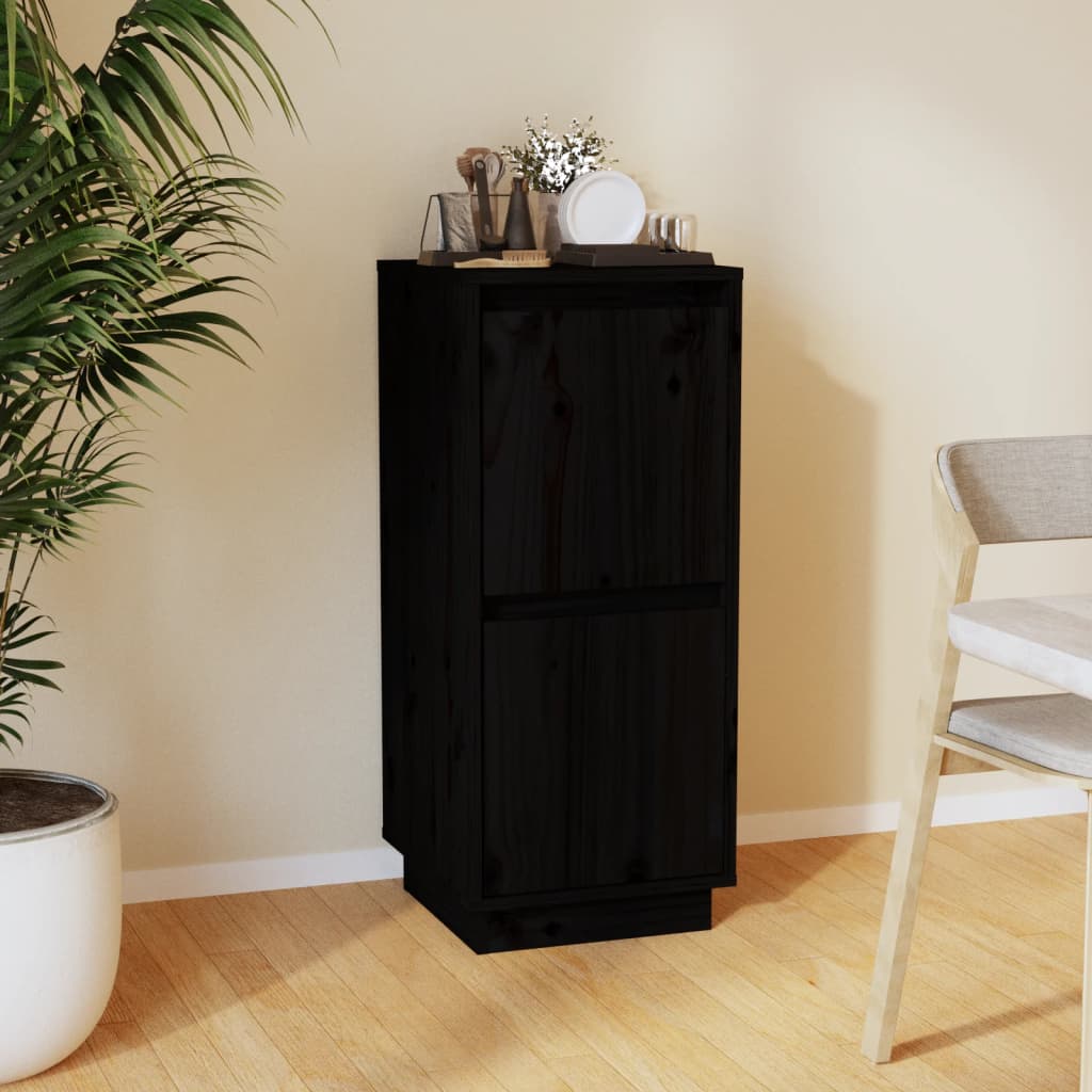 Berkfield Sideboard Black 31.5x34x75 cm Solid Wood Pine