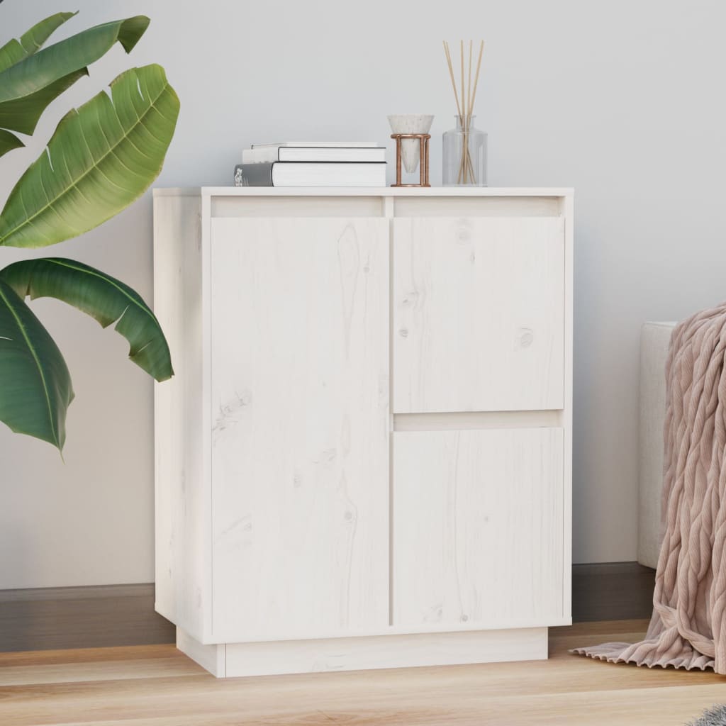 Berkfield Sideboard White 60x34x75 cm Solid Wood Pine