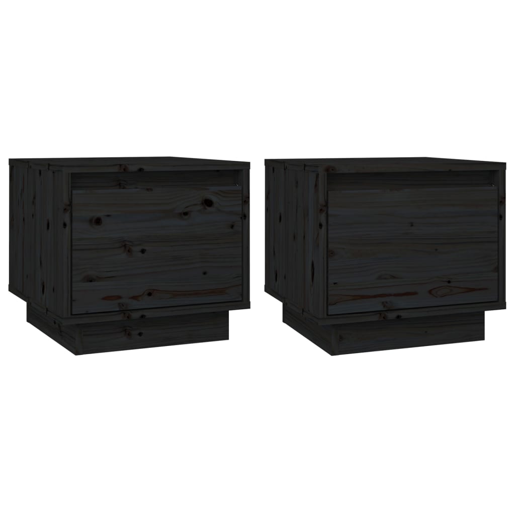 Berkfield Bedside Cabinets 2 pcs Black 35x34x32 cm Solid Wood Pine