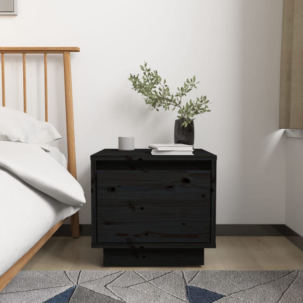 Berkfield Bedside Cabinets 2 pcs Black 35x34x32 cm Solid Wood Pine