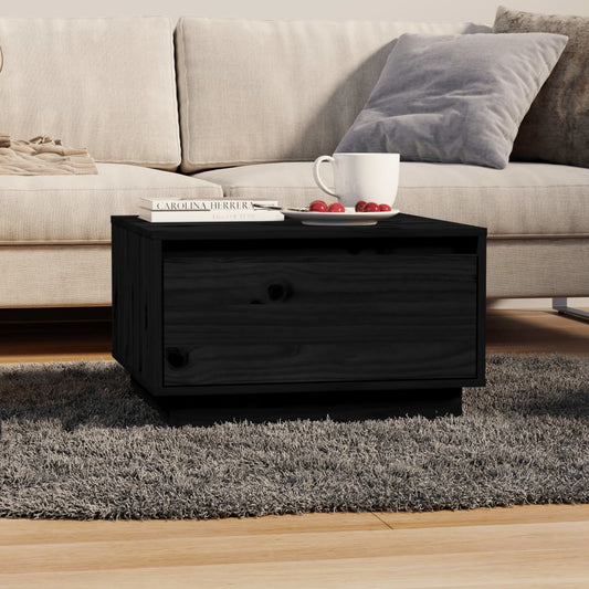 Berkfield Coffee Table Black 55x56x32 cm Solid Wood Pine