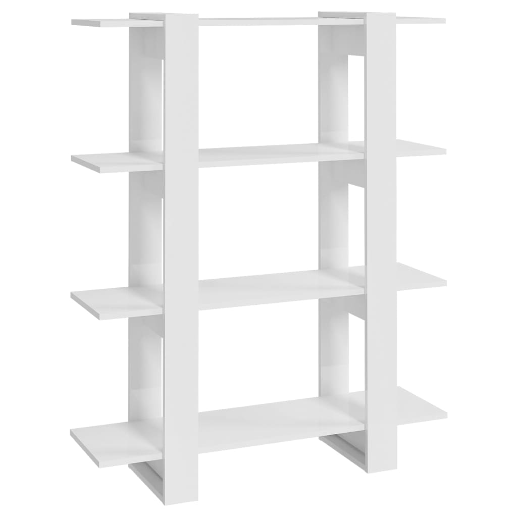 Berkfield Book Cabinet/Room Divider High Gloss White 100x30x123.5 cm