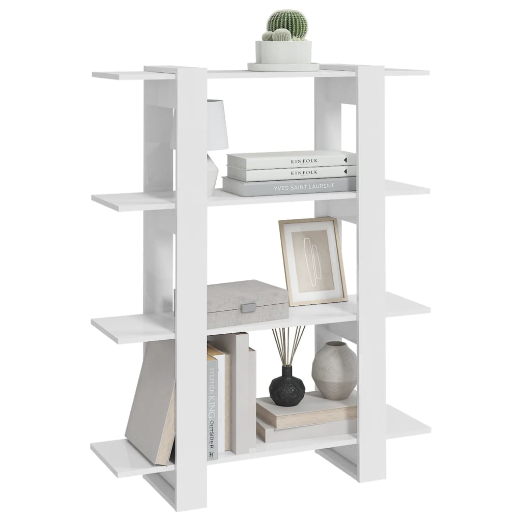 Berkfield Book Cabinet/Room Divider High Gloss White 100x30x123.5 cm