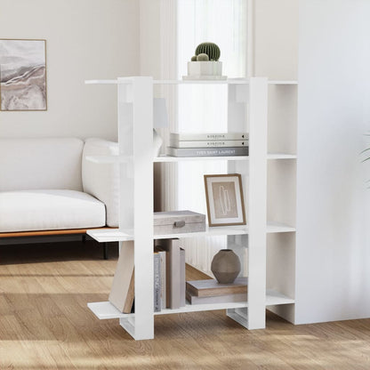 Berkfield Book Cabinet/Room Divider High Gloss White 100x30x123.5 cm