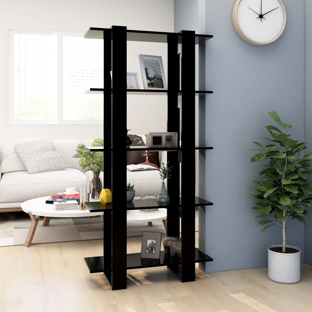 Berkfield Book Cabinet/Room Divider Black 80x30x160 cm Engineered Wood
