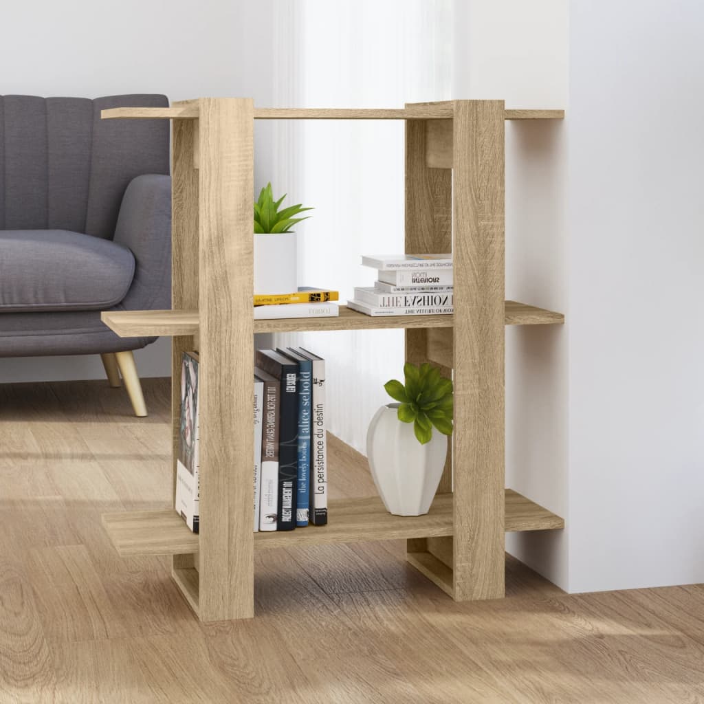 Berkfield Book Cabinet/Room Divider Sonoma Oak 80x30x87cm