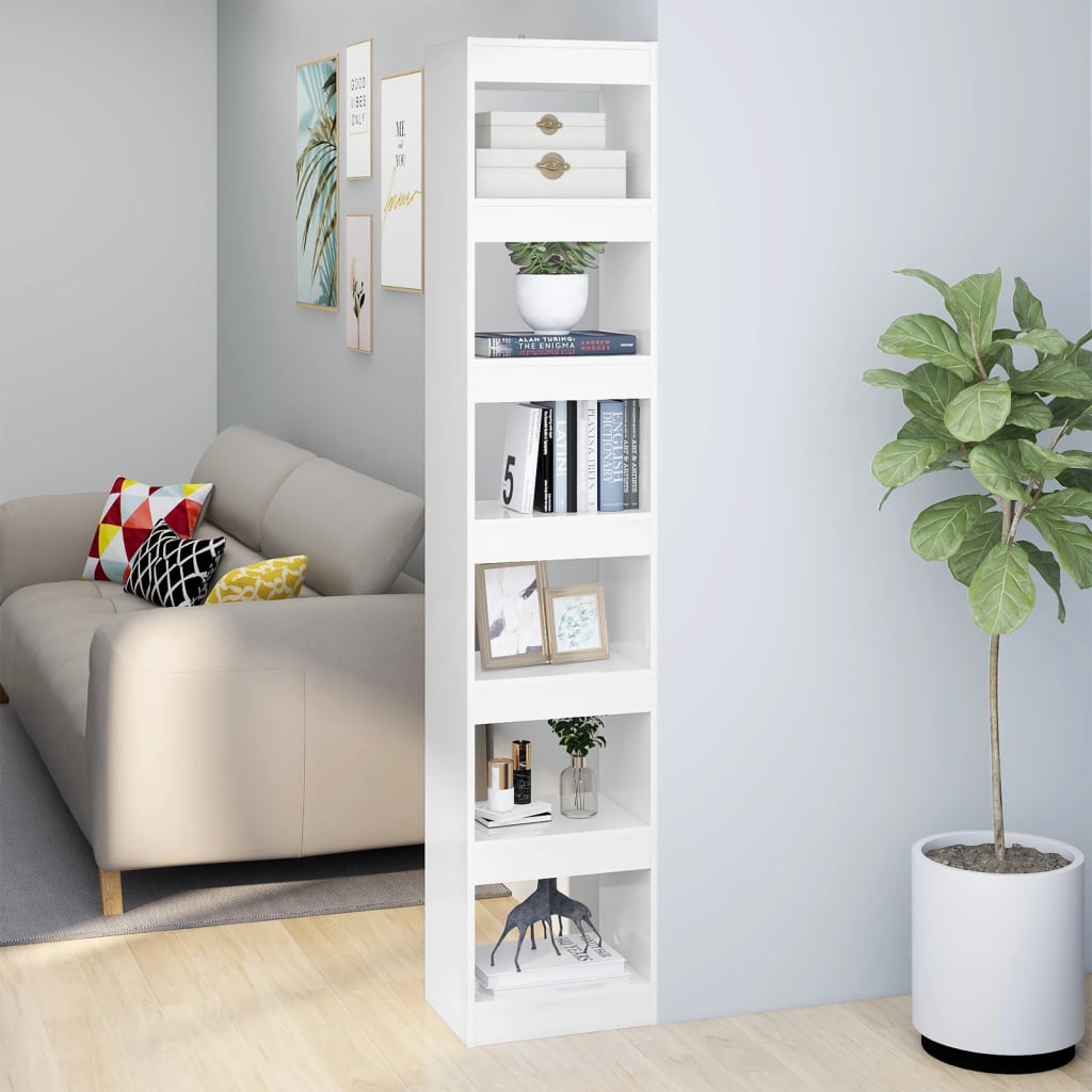 Berkfield Book Cabinet/Room Divider High Gloss White 40x30x198 cm