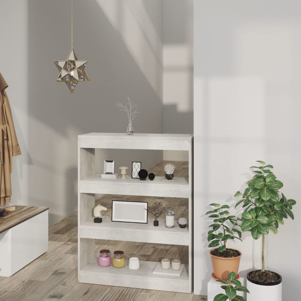 Berkfield Book Cabinet/Room Divider Concrete Grey 80x30x103 cm Engineered wood