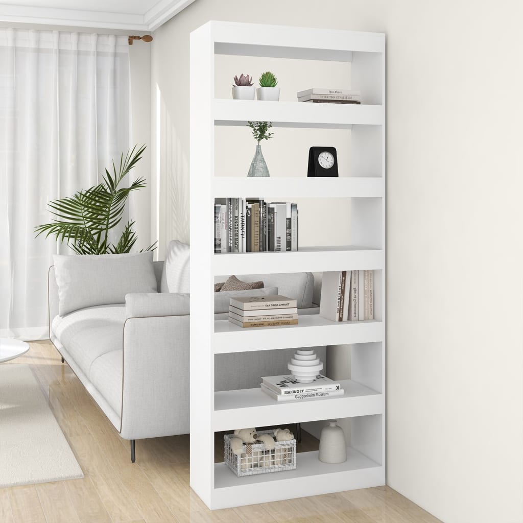 Berkfield Book Cabinet/Room Divider White 80x30x198 cm Engineered Wood
