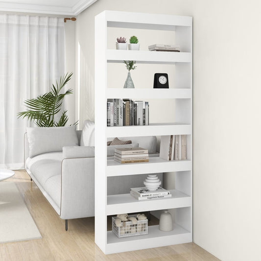 Berkfield Book Cabinet/Room Divider White 80x30x198 cm Engineered Wood