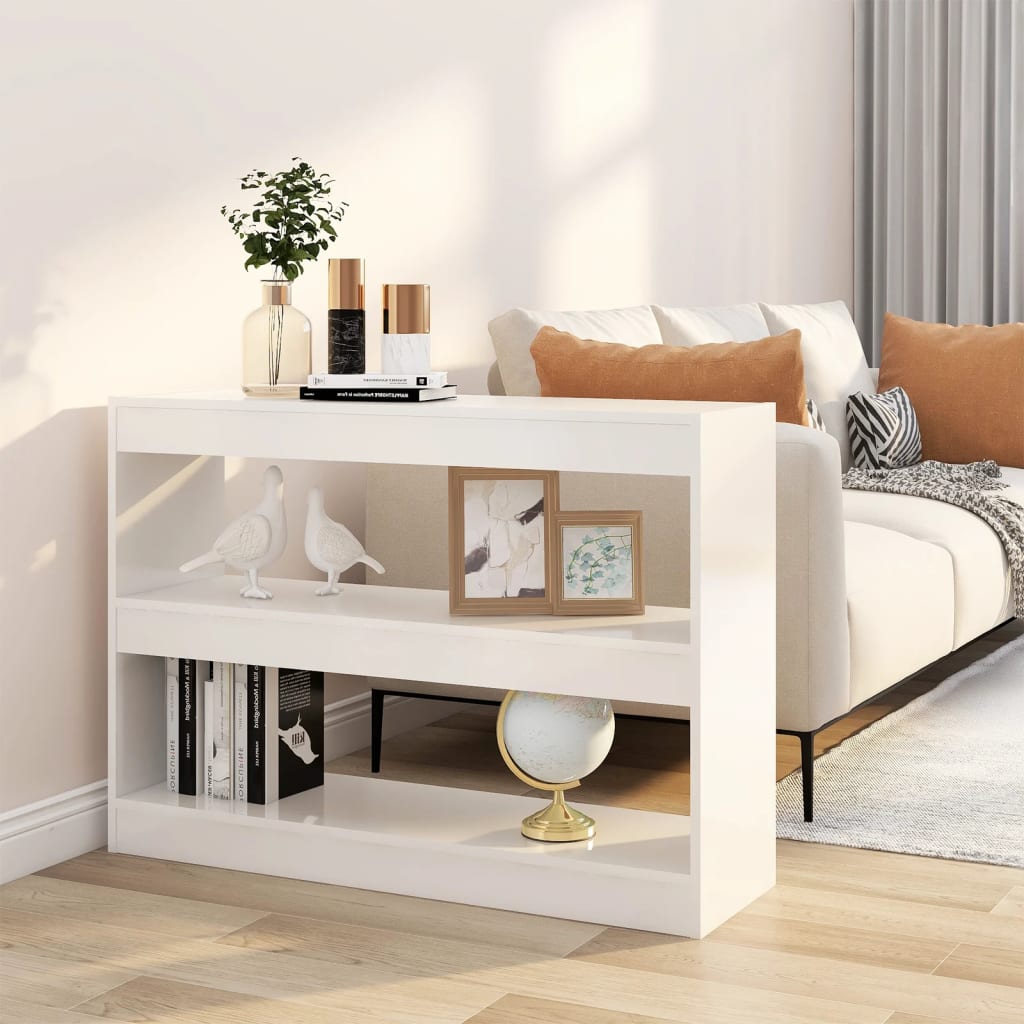 Berkfield Book Cabinet/Room Divider High Gloss White 100x30x72 cm