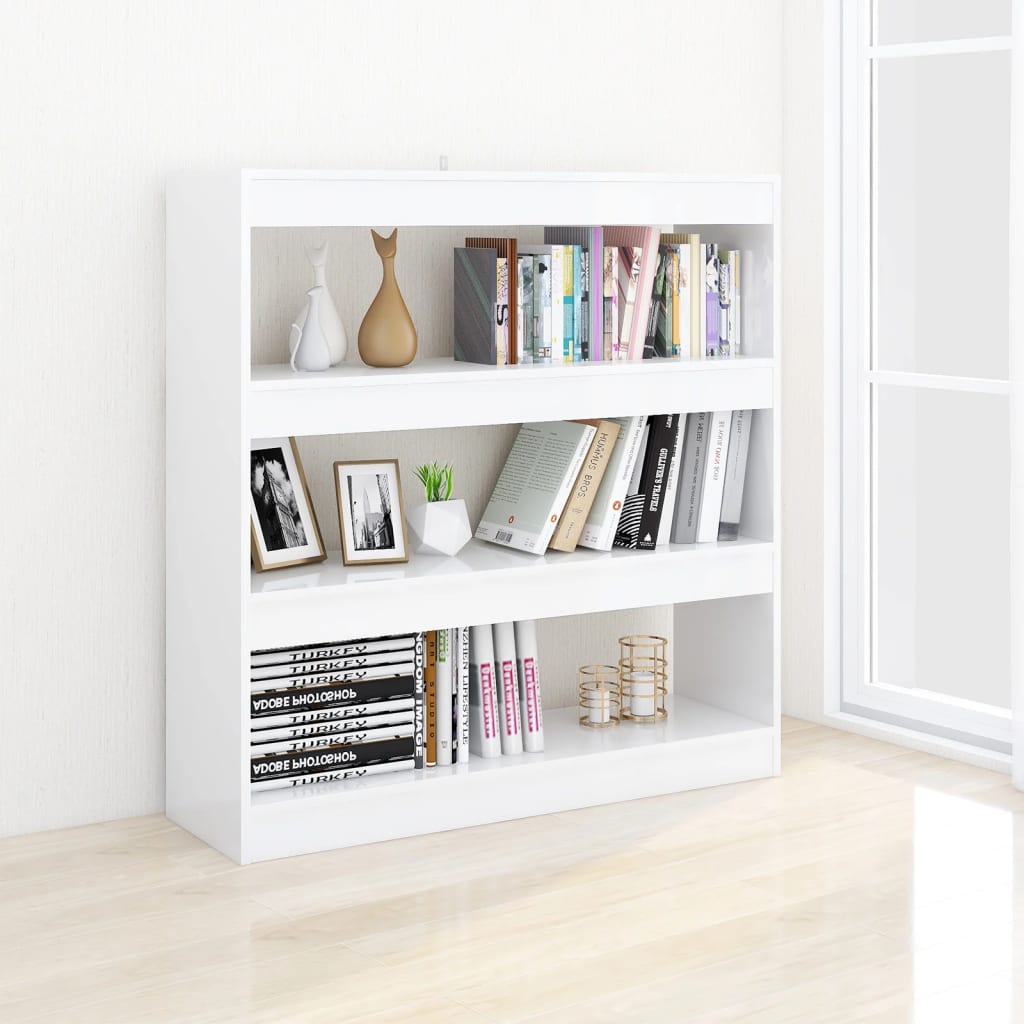 Berkfield Book Cabinet/Room Divider High Gloss White 100x30x103 cm