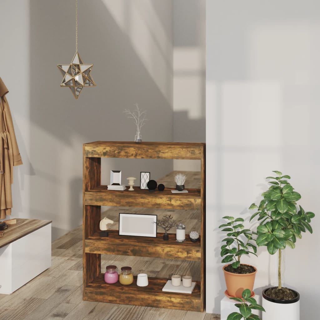 Berkfield Book Cabinet/Room Divider Smoked Oak 80x30x103 cm Engineered wood