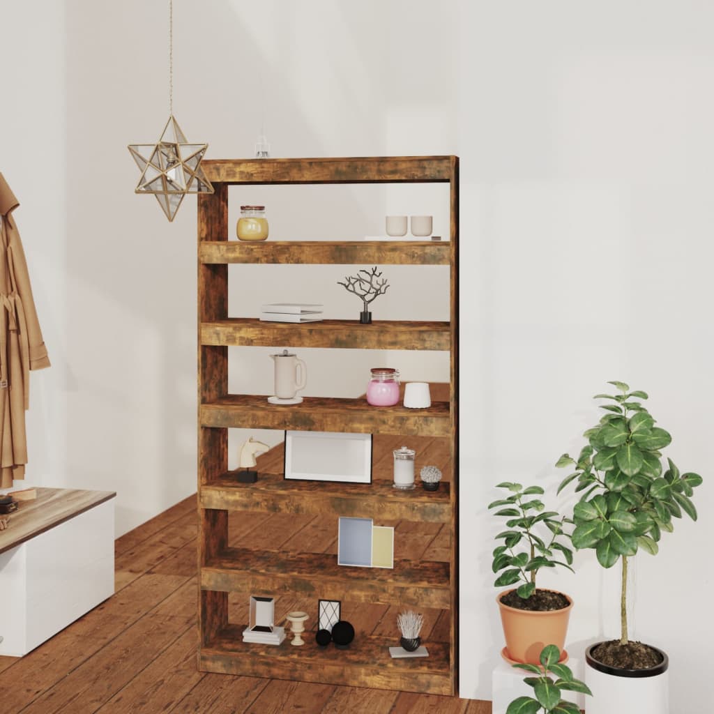 Berkfield Book Cabinet/Room Divider Smoked Oak 100x30x198 cm Engineered wood