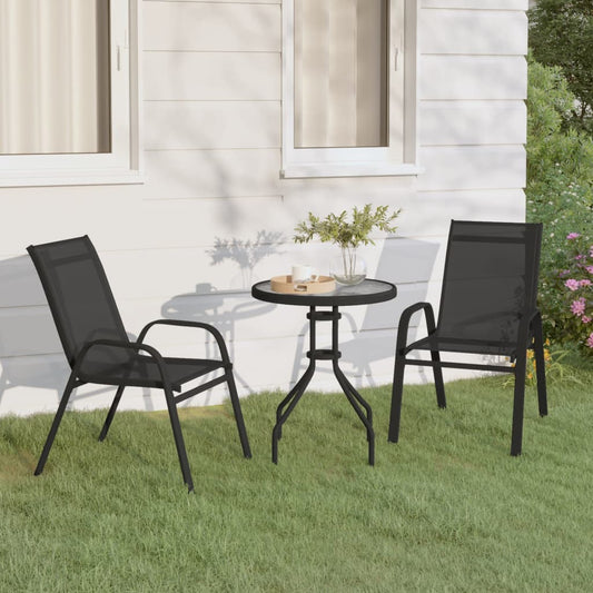 Berkfield 3 Piece Garden Bistro Set Black