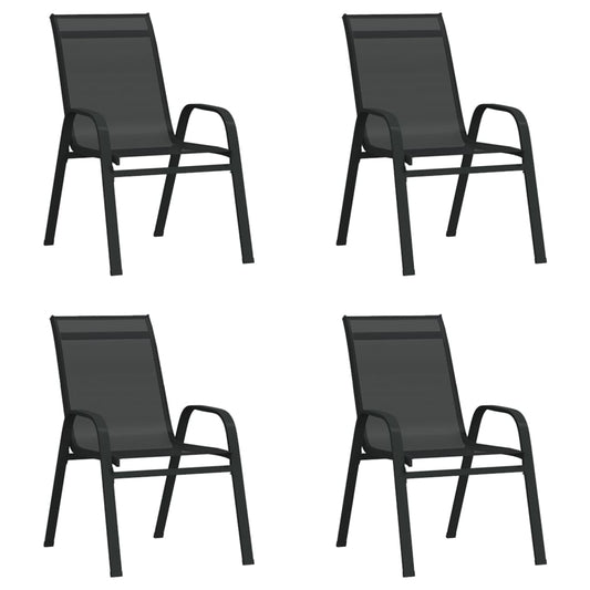 Berkfield Stackable Garden Chairs 4 pcs Black Textilene Fabric