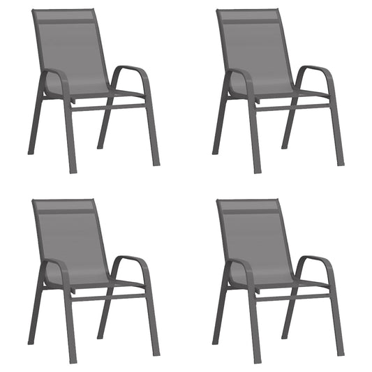 Berkfield Stackable Garden Chairs 4 pcs Grey Textilene Fabric