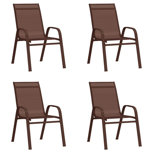 Berkfield Stackable Garden Chairs 4 pcs Brown Textilene Fabric