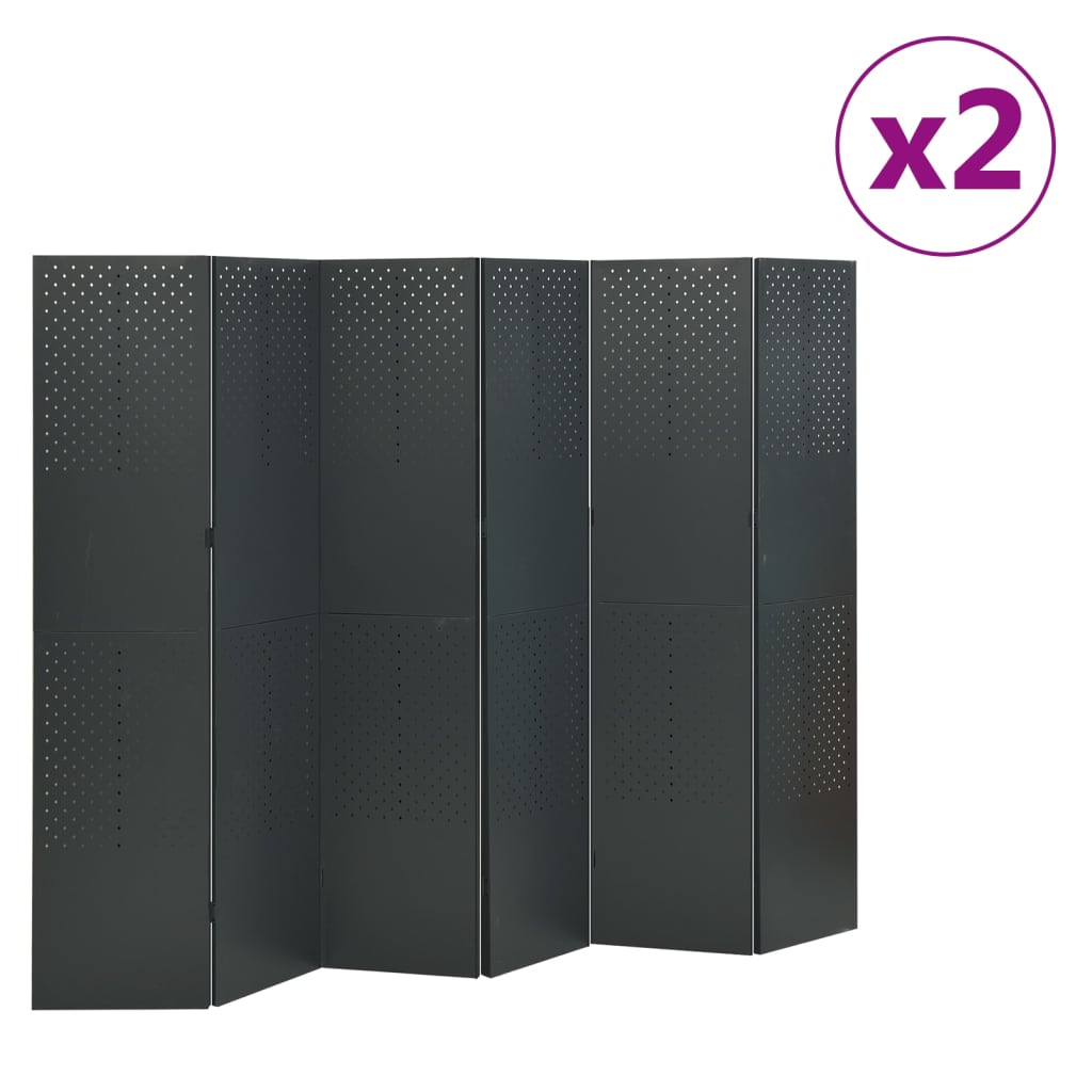 Berkfield 6-Panel Room Dividers 2 pcs Anthracite 240x180 cm Steel