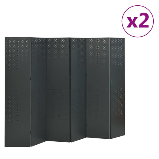 Berkfield 6-Panel Room Dividers 2 pcs Anthracite 240x180 cm Steel