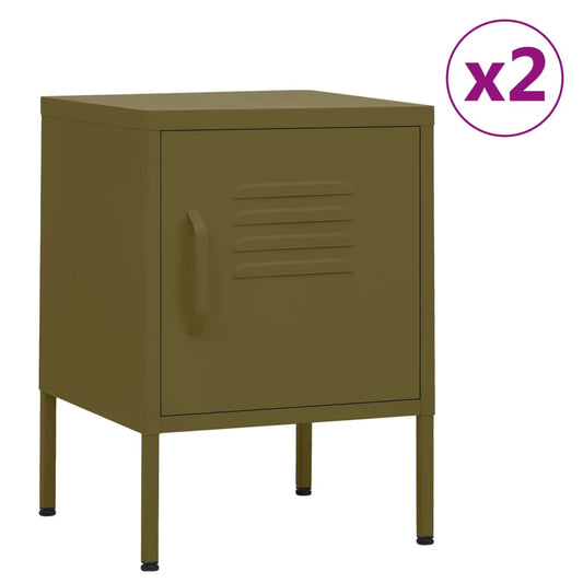 Berkfield Nightstands 2 pcs Olive Green 35x35x51 cm Steel