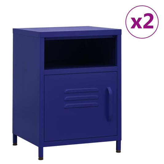 Berkfield Nightstands 2 pcs Navy Blue 35x35x51 cm Steel