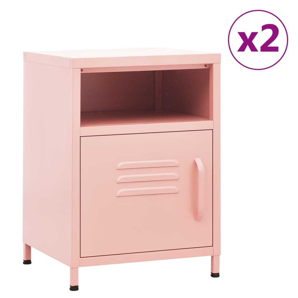 Berkfield Nightstands 2 pcs Pink 35x35x51 cm Steel