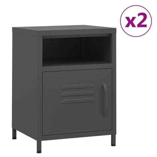Berkfield Nightstands 2 pcs Anthracite 35x35x51 cm Steel
