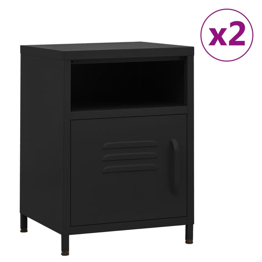 Berkfield Nightstands 2 pcs Black 35x35x51 cm Steel