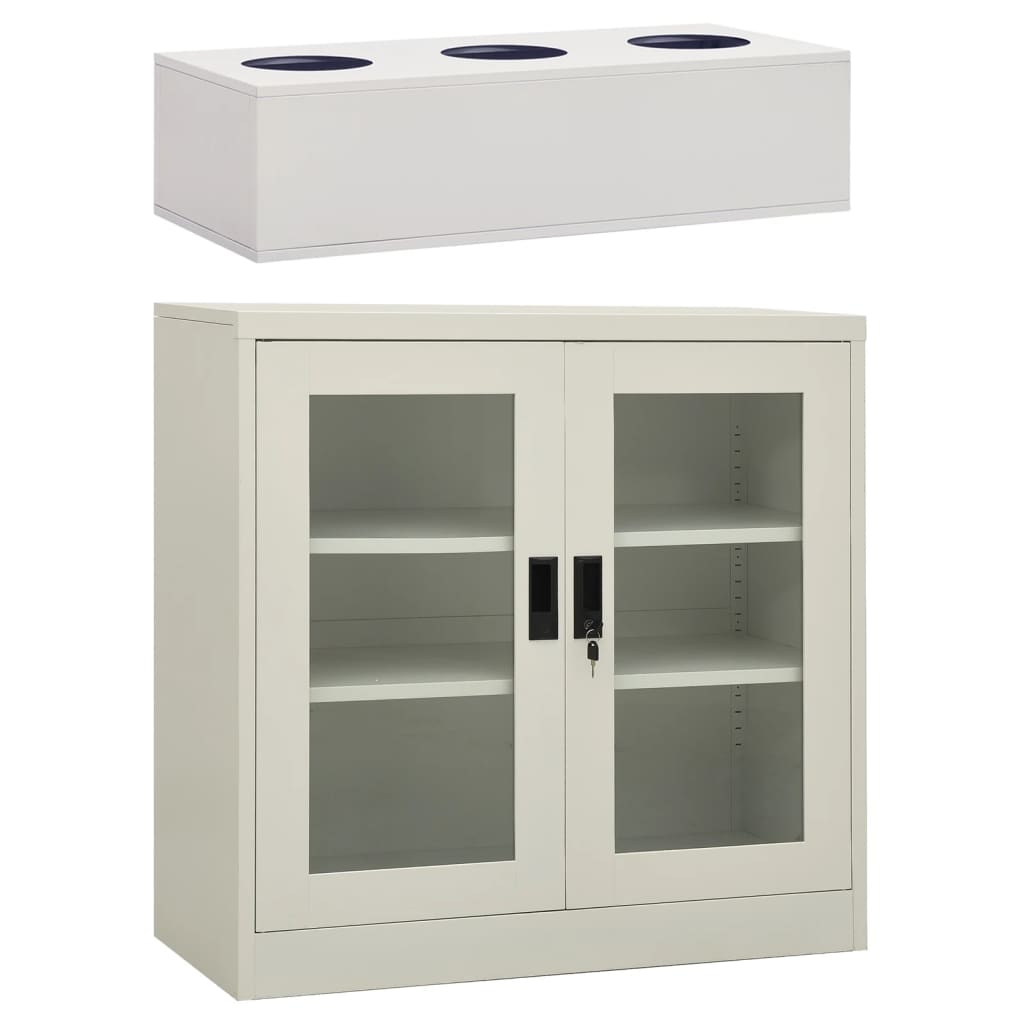 Berkfield Office Cabinet with Planter Box Light Grey 90x40x113 cm Steel