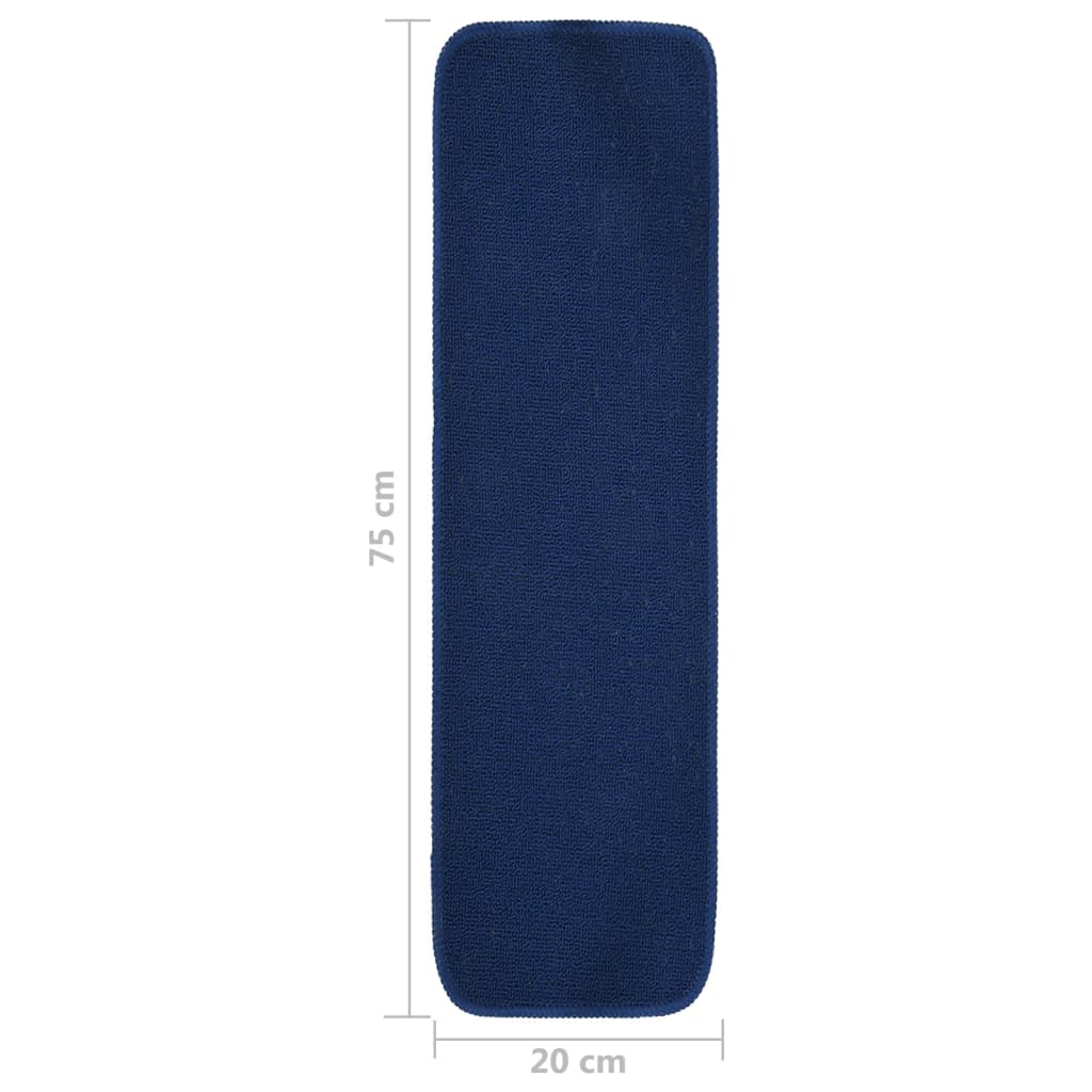 Berkfield Anti Slip Stair Mats 15 pcs 75x20 cm Navy Blue Rectangular