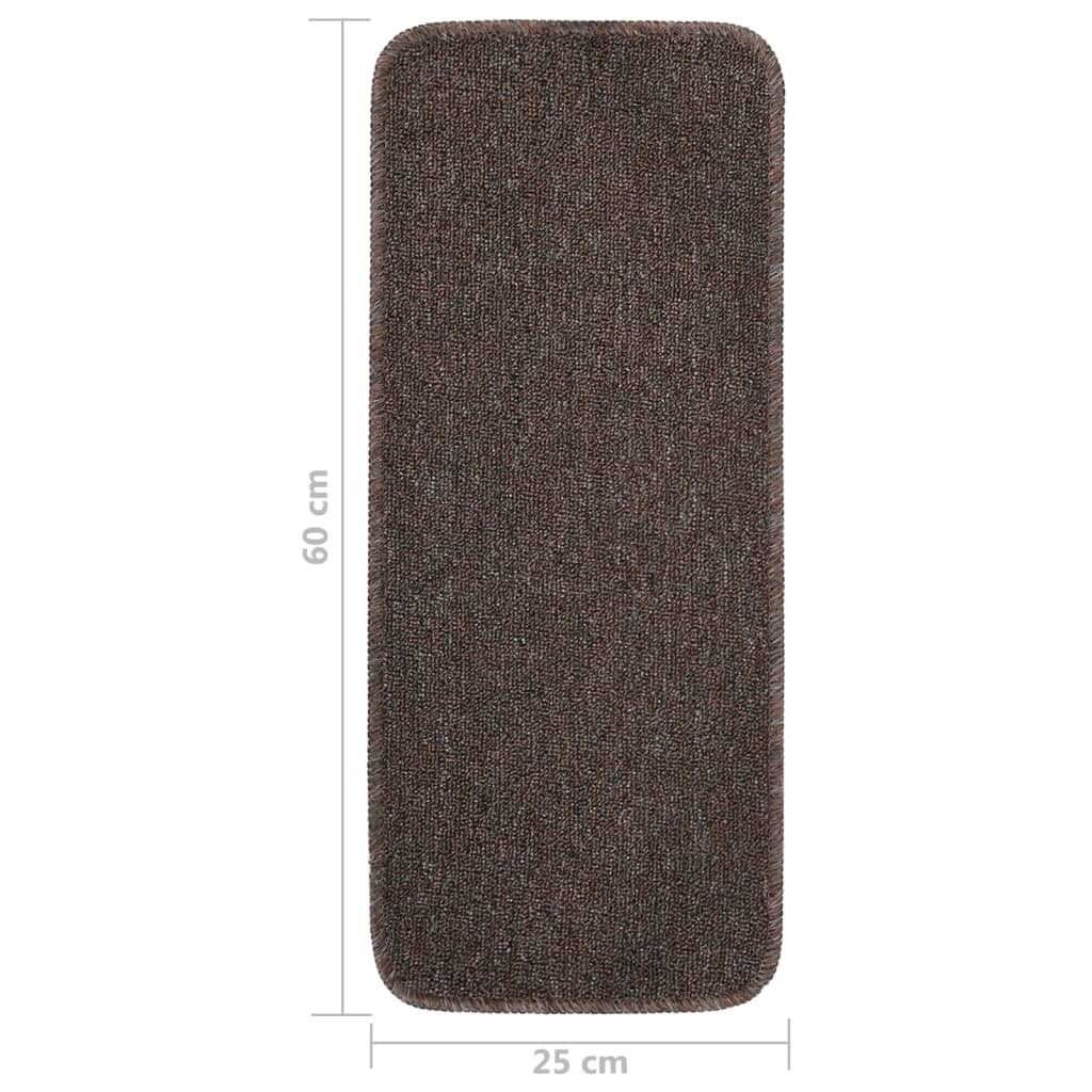 Berkfield Anti Slip Stair Mats 15 pcs 60x25 cm Brown Rectangular