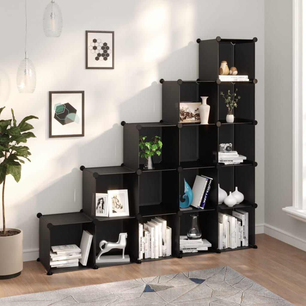 Berkfield Storage Cube Organiser with 15 Cubes Black PP