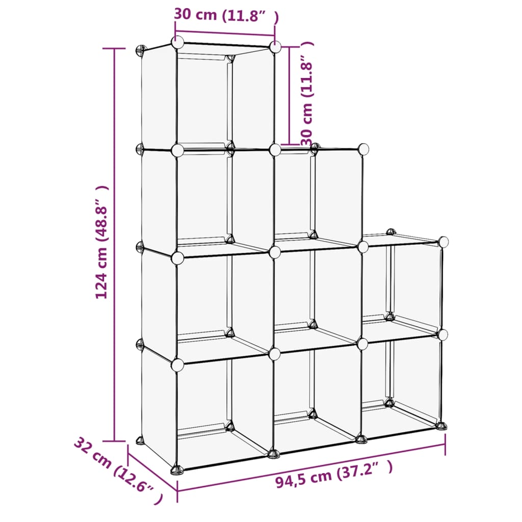 Berkfield Storage Cube Organiser with 9 Cubes Black PP