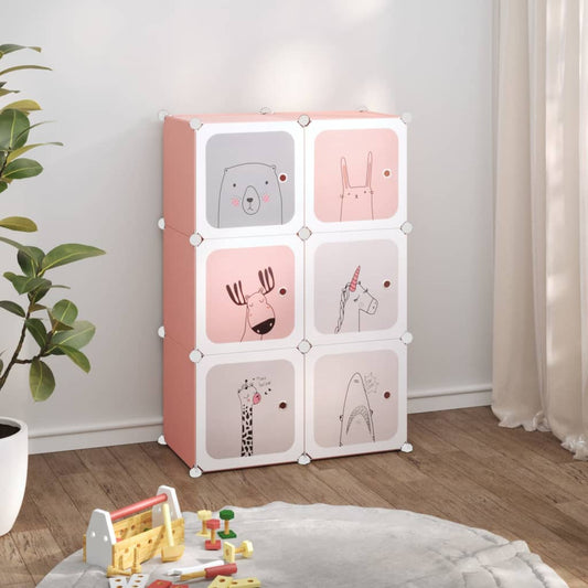 Berkfield Cube Storage Cabinet for Kids with 6 Cubes Pink PP