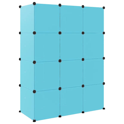 Berkfield Cube Storage Cabinet for Kids with 12 Cubes Blue PP