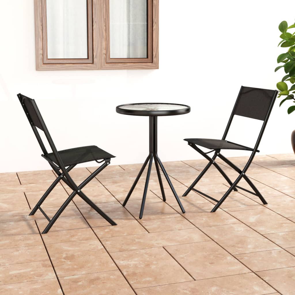 Berkfield 3 Piece Bistro Set Steel Black