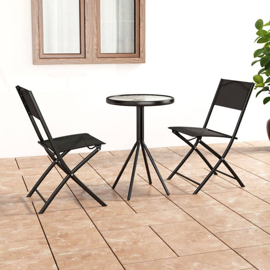 Berkfield 3 Piece Bistro Set Steel Black