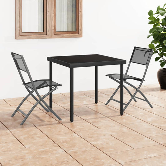 Berkfield Folding Outdoor Chairs 2 pcs Black Steel and Textilene