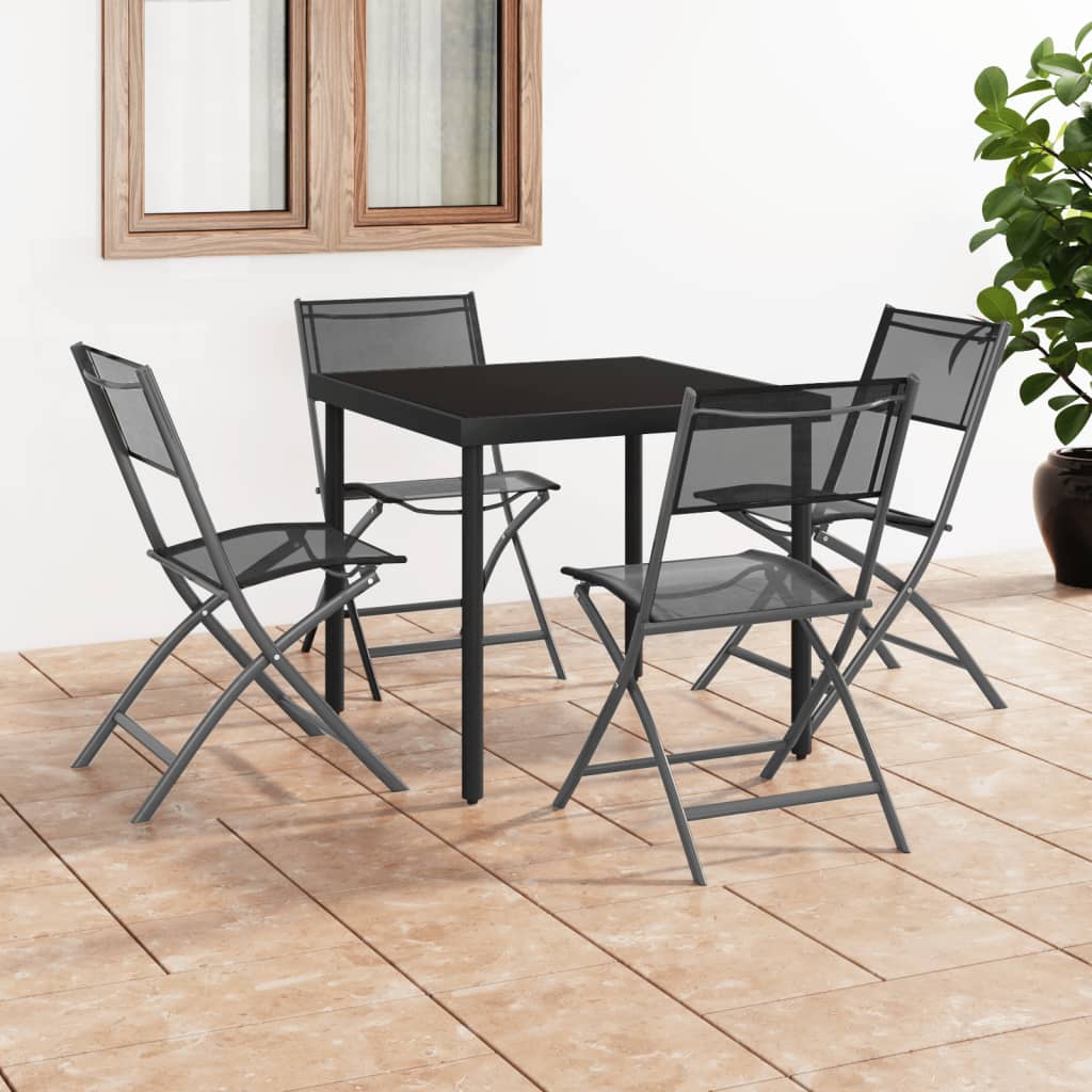 Berkfield Folding Outdoor Chairs 4 pcs Black Steel and Textilene