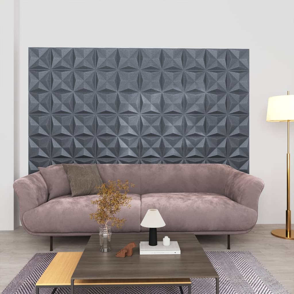 Berkfield 3D Wall Panels 12 pcs 50x50 cm Origami Grey 3 m�__